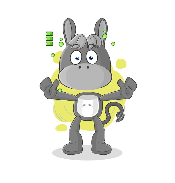 Burro batería completa personaje de dibujos animados mascota vector