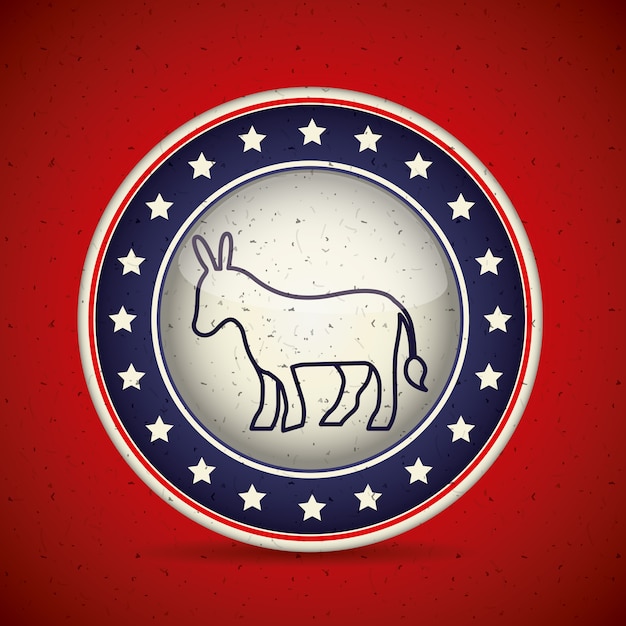 Vector burro dentro del icono del botón. elección del voto y tema del gobierno. diseño aislado. ilustración vectorial