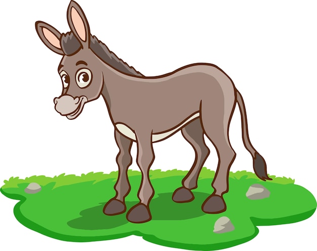 El burro de dibujos animados está parado en un claro. fondo de vector con un animal de granja | Vector Premium El burro de dibujos animados está parado en un claro. fondo de vector con un animal de granja | Vector Premium
