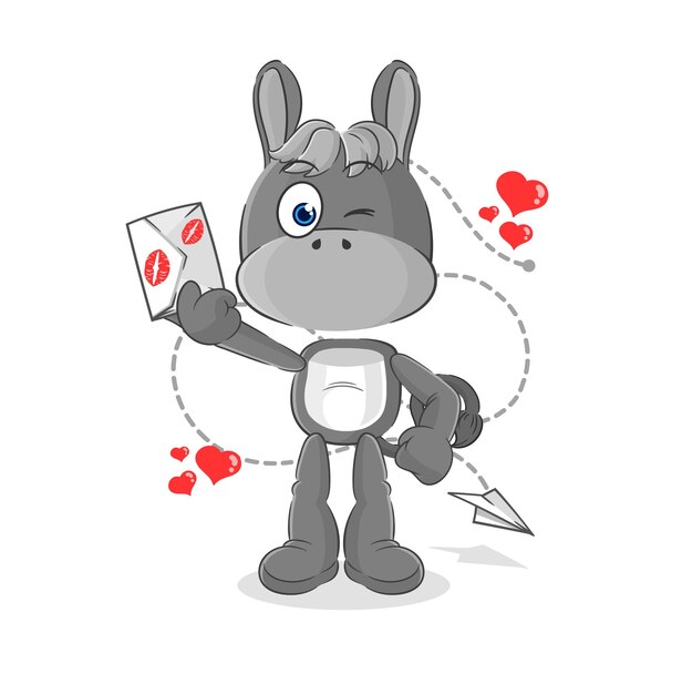 Burro espera vector de caracteres de ilustración de carta de amor