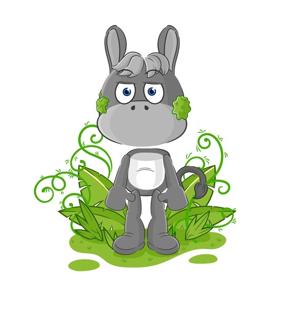 Burro esperando vector de dibujos animados de mascota demasiado tiempo