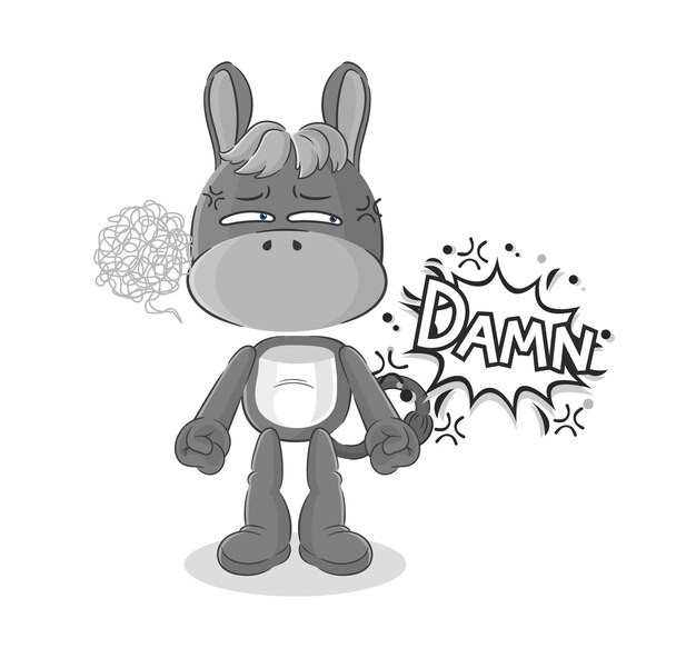 Burro muy cabreado vector de caracteres de ilustración
