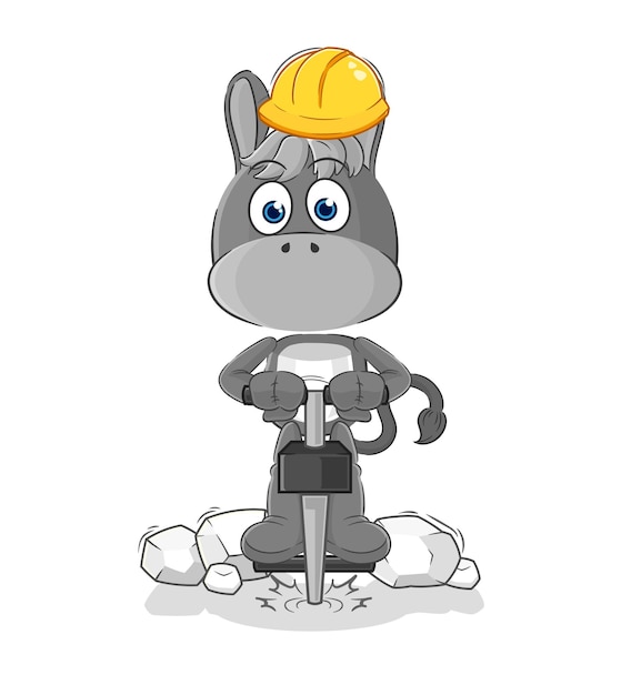 Burro perforar el vector de personaje de dibujos animados de tierra