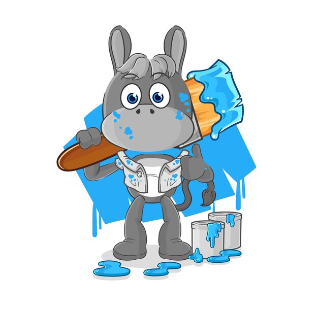 Burro pintor ilustración vector de caracteres