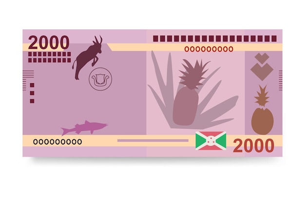 Vector burundi franc vector illustration conjunto de dinero burundiano paquete de billetes papel moneda 2000 bif