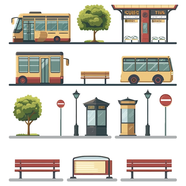 Vector bus_stop_flat_set_vector_ilustración