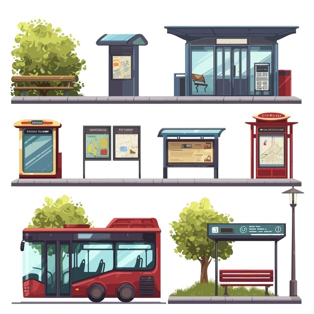 Vector bus_stop_flat_set_vector_ilustración