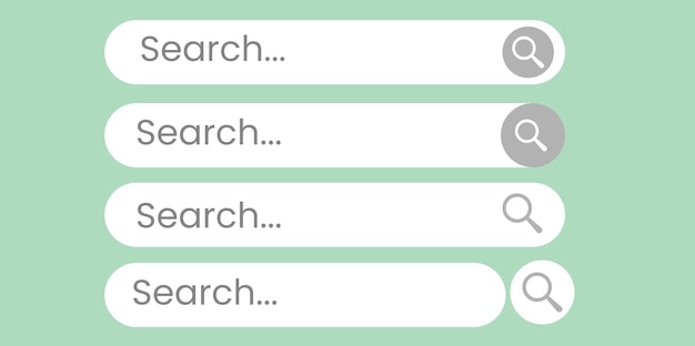 Vector busca aquí. barra de búsqueda. iconos de vector de barra de búsqueda en diseño plano, aislados en la parte posterior transparente