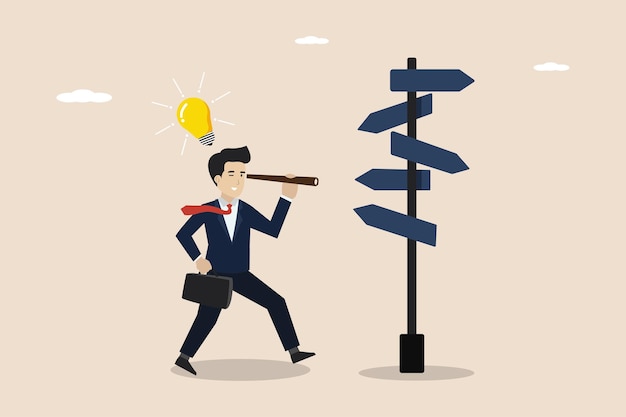 Buscando una nueva idea concepto buscando una salida a un problema encontrando una idea