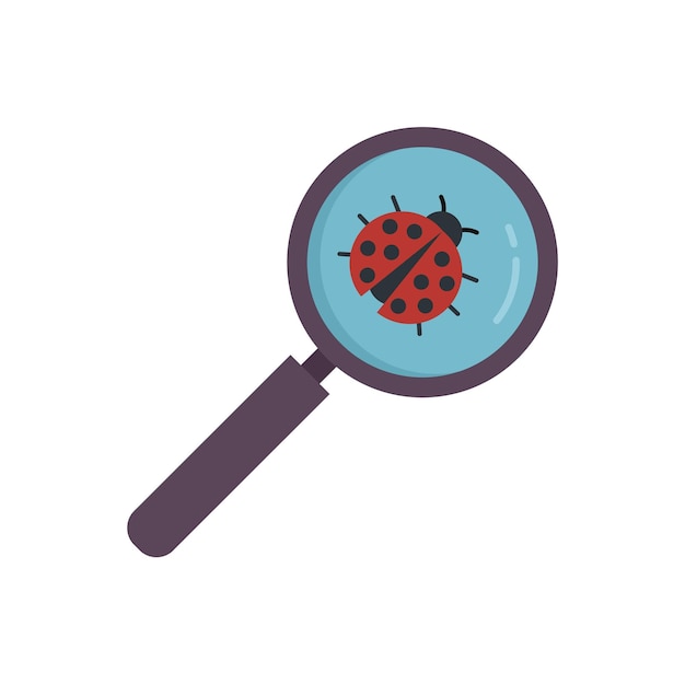 Buscar icono de error de pc vector plano Código de computadora Virus de software aislado