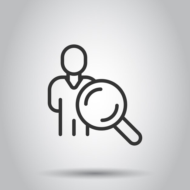 Buscar icono de vacante de trabajo en estilo plano Ilustración vectorial de carrera en lúpula en fondo blanco aislado Encuentra personas Empleador concepto de negocio