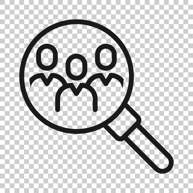 Buscar icono de vacante de trabajo en estilo plano Ilustración vectorial de carrera en lúpula en fondo blanco aislado Encuentra personas Empleador concepto de negocio