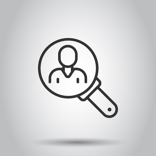 Buscar icono de vacante de trabajo en estilo plano Ilustración vectorial de carrera en lúpula en fondo blanco aislado Encuentra personas Empleador concepto de negocio