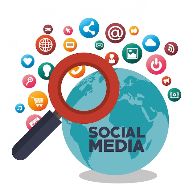 buscar en las redes sociales diseño aislado