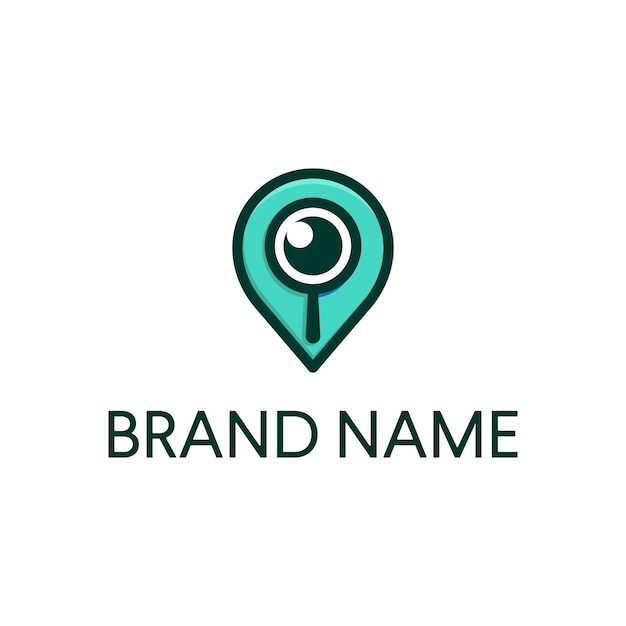 Buscar en la web de Internet con lupa localizador vector logotipo diseño único, Pin mapas símbolo