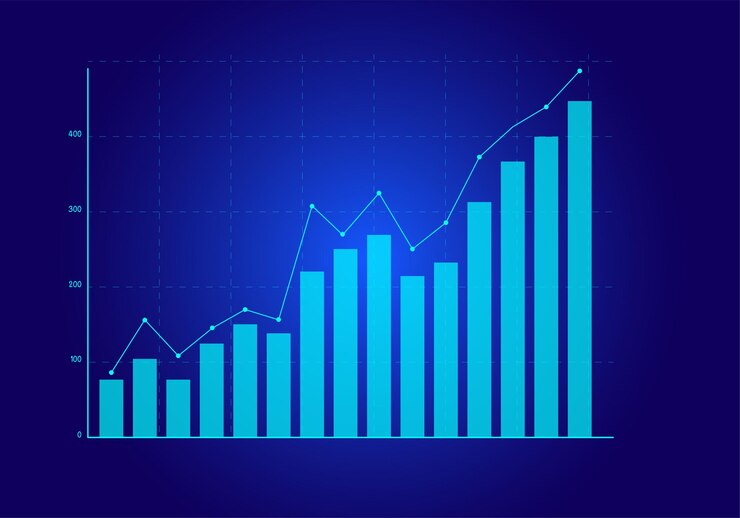 Vector business analytics y concepto financiero planes para incrementar el crecimiento del negocio y aumento de los indicadores de crecimiento positivo