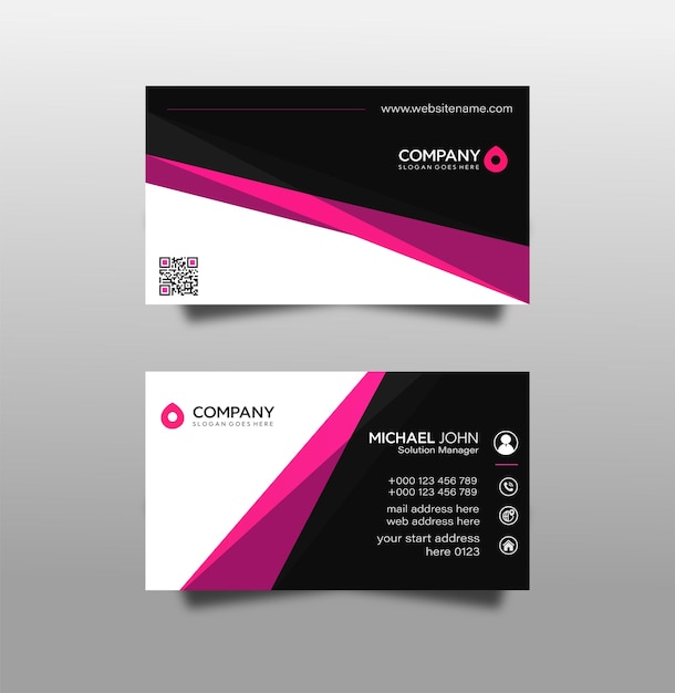Business Card with Pink Accents and Company Details