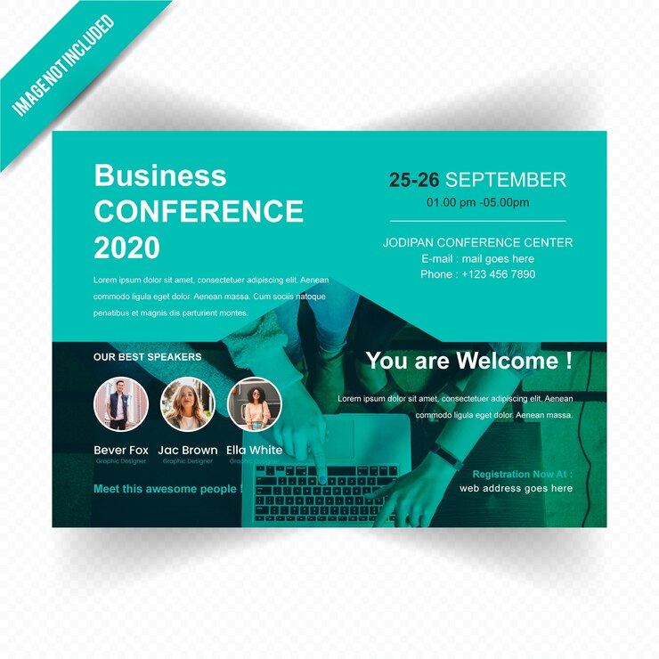 Vector business conferance diseño de flyer horizontal