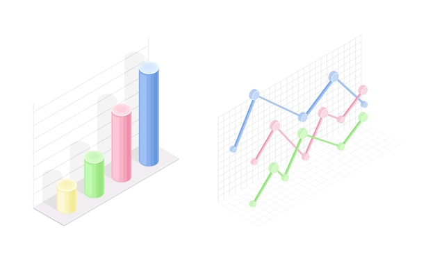 Business data graphs set Financial and marketing charts vector illustratio