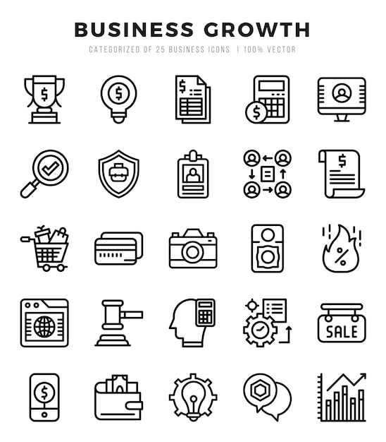 Business Growth Icon Pack 25 Símbolos vectoriales para el diseño web