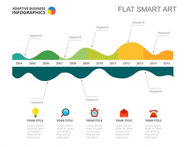 Vector business line charts slide template