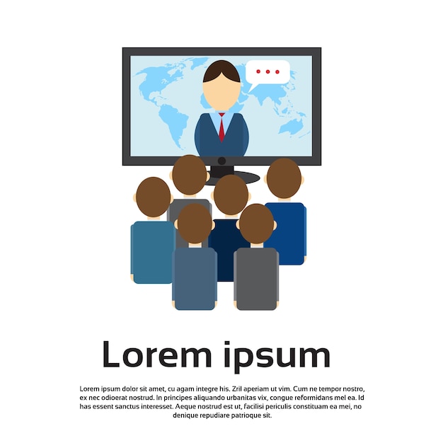 Business Man Web Virtual Internet Conference Seminario Meeting