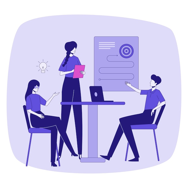 Business meeting concept illustration Colleagues discussing business goals teamwork