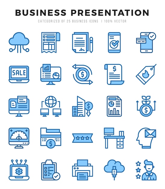 Business Presentation Icon Pack 25 Símbolos vectoriales para el diseño web