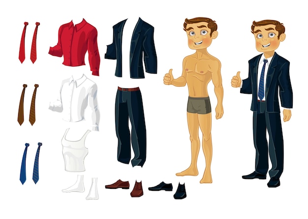 Businessman Doll Dress con un conjunto de ropa de negocios en tonos grises