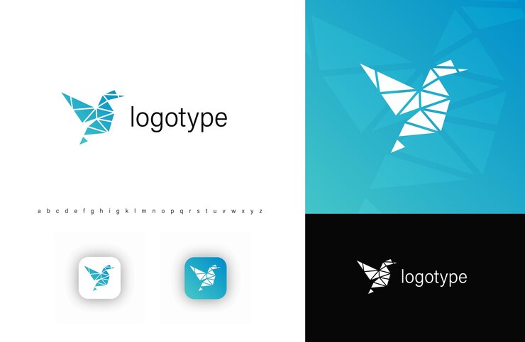 Vector busque el logotipo del pato poligonal que simboliza la libertad la innovación de la tecnología el pájaro de origami geométrico lowpoly
