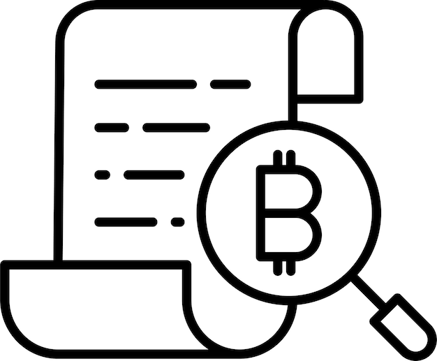 búsqueda de criptomonedas icono de ilustración del vector de contorno