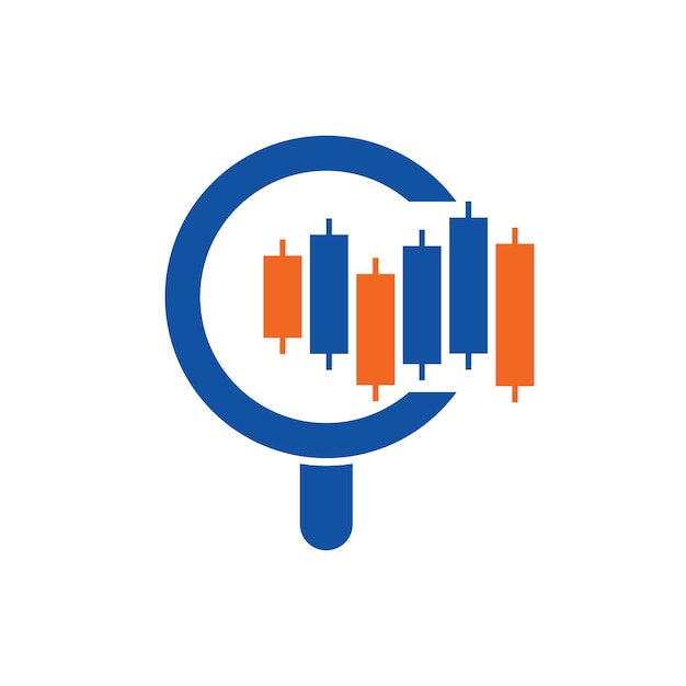 Búsqueda de diseño de logotipo de finanzas icono vectorial Vector logotipo combinación de un gráfico y lupa