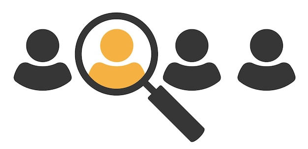 Búsqueda elegir talento único personas icono de persona vector ilustración gráfica simple concepto seleccionar