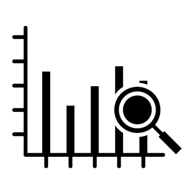 Búsqueda de estadísticas Glyph Ilustración en negro sólido