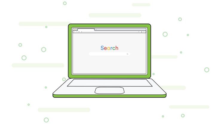 Búsqueda en Google en una computadora portátil