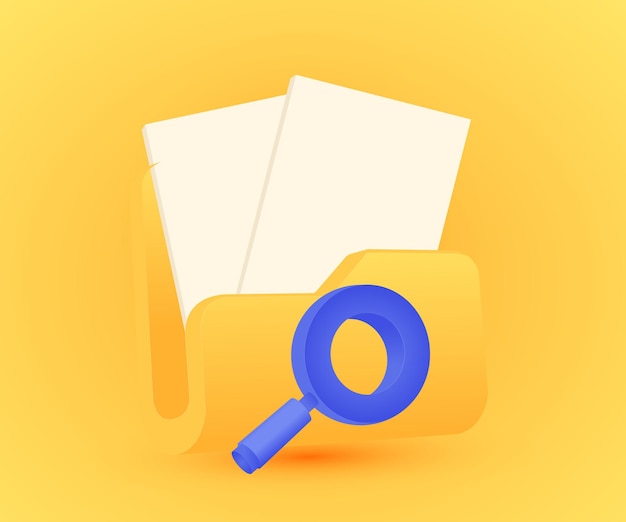 búsqueda de icono 3d carpeta documento nueva idea vector de diseño