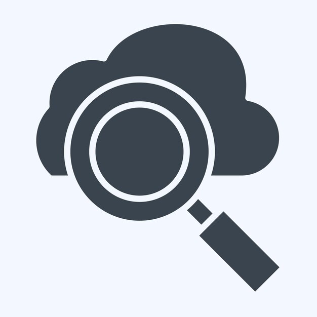 Búsqueda de icono en la nube relacionada con el estilo de glifo del símbolo de la red ilustración simple