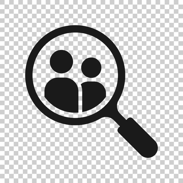 Búsqueda de icono de vacante de trabajo en estilo transparente Ilustración de vector de carrera Loupe en fondo aislado Encuentre personas concepto de negocio del empleador