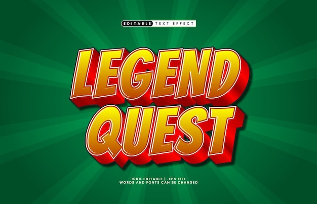 búsqueda de leyenda efecto de texto editable con un estilo de texto de juego y juego