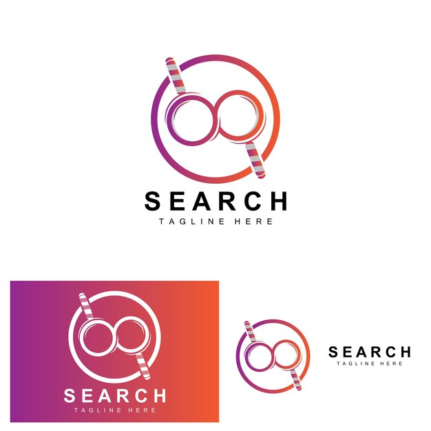 Búsqueda Logo Diseño Detective Ilustración Inicio búsqueda Glass Lens Empresa Marca Vector