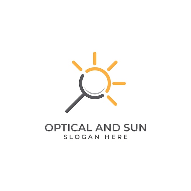 Búsqueda de logotipos o búsqueda de logotipos de descubrimiento por combinación de ubicación de la luna en el laboratorio Verifique el logotipo de onda y sol con edición de ilustración simple