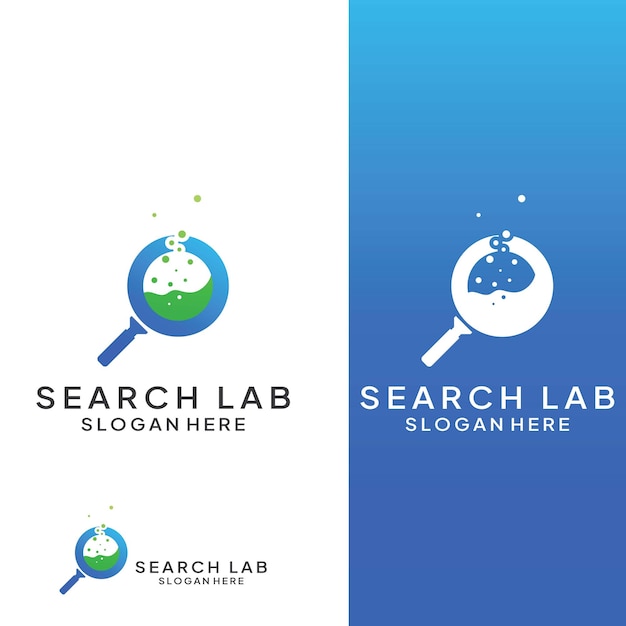 Búsqueda de logotipos o búsqueda de logotipos de descubrimiento por combinación de ubicación de la luna en el laboratorio Verifique el logotipo de onda y sol con edición de ilustración simple