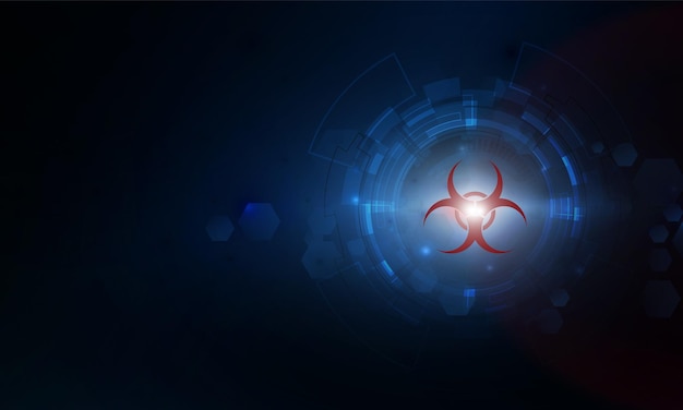 Búsqueda de luz abstracta Peligro de infección Símbolo Signo y covid 19 fuera tecnología Hitech comunicación concepto innovación fondo vector diseño