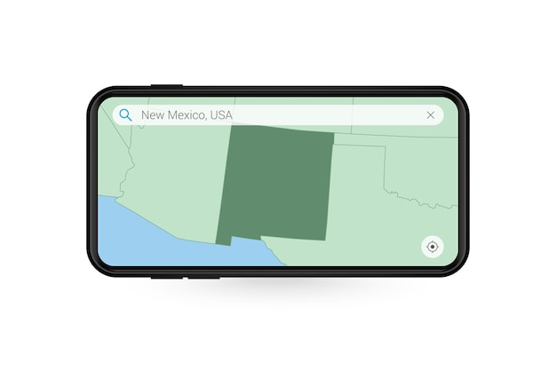 Búsqueda de mapa de nuevo méxico en la aplicación de mapas de teléfonos inteligentes