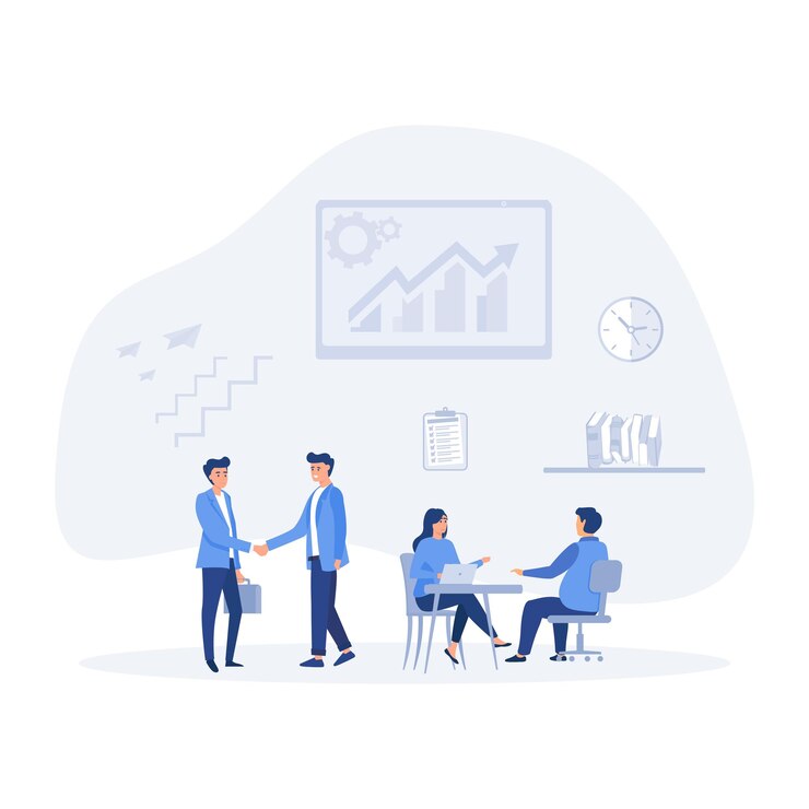 Vector búsqueda de nuevas ideas, soluciones, trabajo conjunto en la empresa, lluvia de ideas