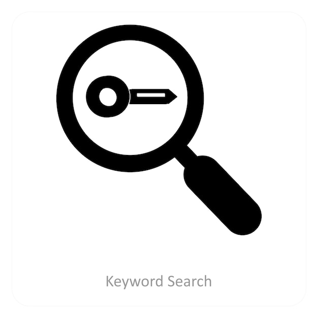 Búsqueda de palabras clave y concepto de icono de búsqueda