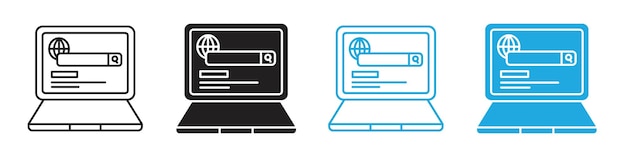 Búsqueda en el vector de arte de líneas de iconos de sitios web