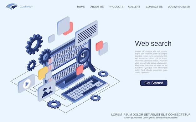 Búsqueda web Análisis de datos de optimización SEO ilustración de concepto de vector isométrico 3d plano