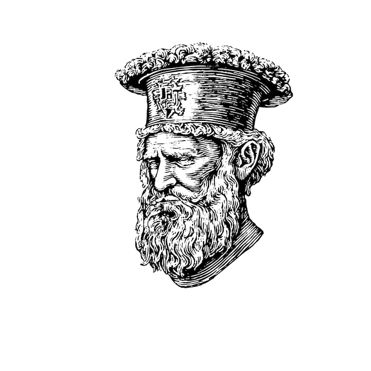 Vector busto masculino grabado de época ilustración de arte de línea detallada