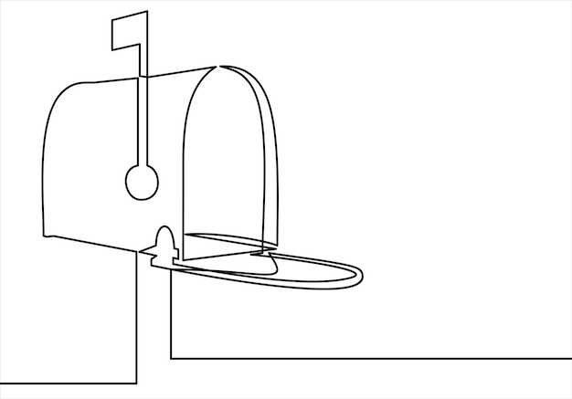 Buzón cerrado bandera upvector línea continua